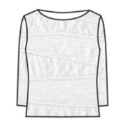 CUT LOOSE Cotton Texture Wave 3/4 Sleeve Boatneck Tee - 1105060