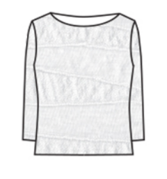 CUT LOOSE Cotton Texture Wave 3/4 Sleeve Boatneck Tee - 1105060