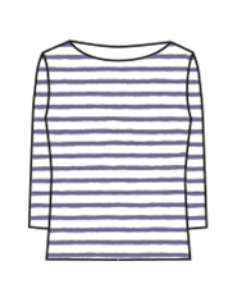 CUT LOOSE Blue Stripe 3/4 Sleeve Boatneck Top - 5875060
