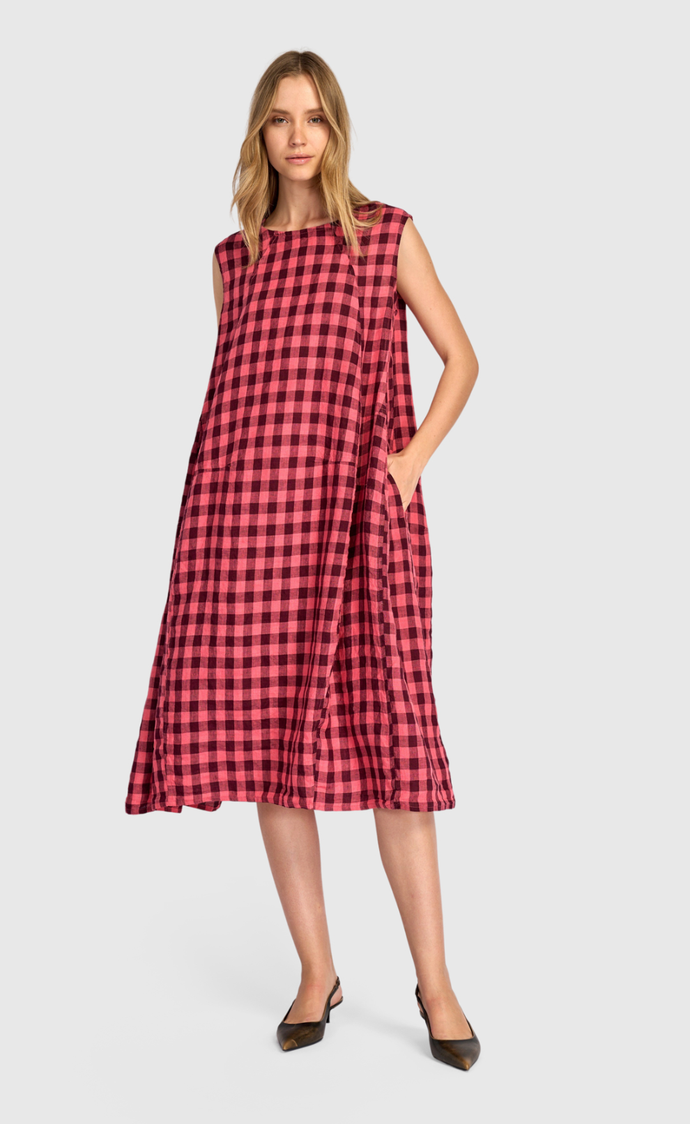 ALEMBIKA Linen Dress - SD171C - CERISE
