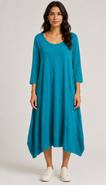 Prairie Cotton by CMC Jersey 3/4 Sleeve Tulip Dress - 8956