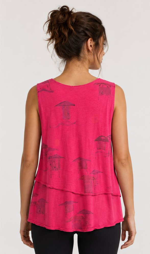 Prairie Cotton by CMC Printed 2 Tiered Tank Top - BB168/P - JERSEY BORA BORA