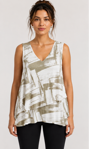 Prairie Cotton by CMC Printed 2 Tiered Tank Top - AB168/P - JERSEY ABSTRACT