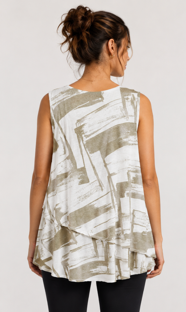 Prairie Cotton by CMC Printed 2 Tiered Tank Top - AB168/P - JERSEY ABSTRACT