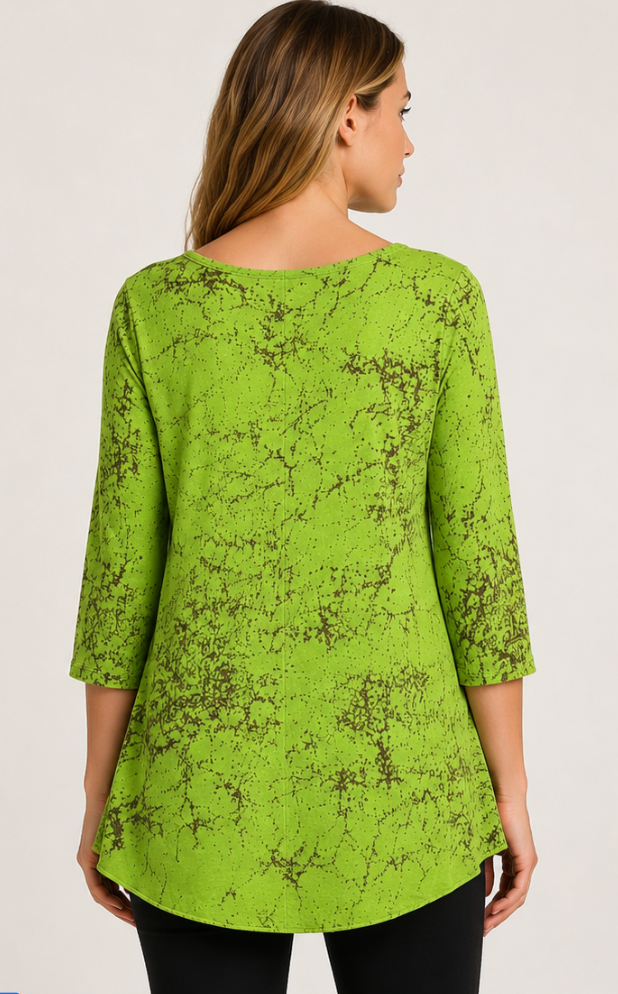 Prairie Cotton by CMC Printed Godet Back Tunic - SR269/P - JERSEY SCRIBBLE