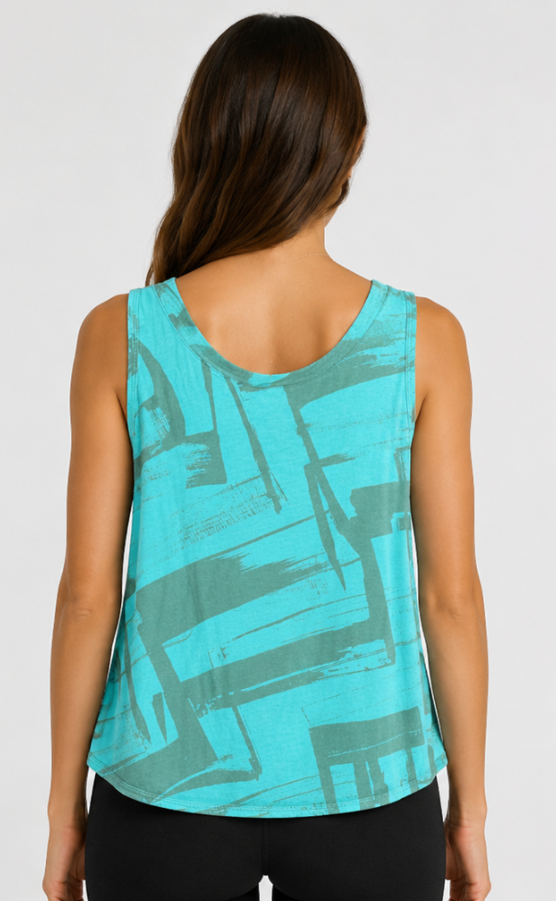 Prairie Cotton by CMC Printed V- Neck Tank Top - AB001/P - JERSEY ABSTRACT
