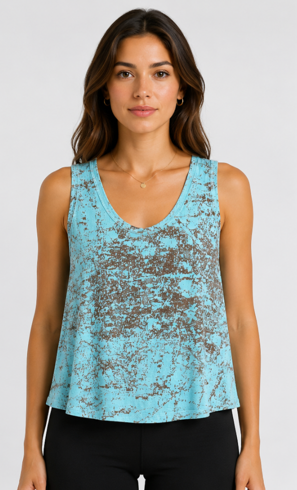 Prairie Cotton by CMC Printed A-Line Tank Top - SR047/P - JERSEY SCRIBBLE