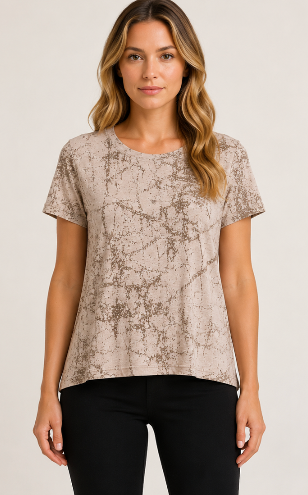 Prairie Cotton by CMC Printed Relax Short Sleeve Top - SR145/P - JERSEY SCRIBBLE