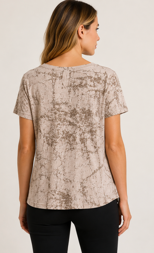 Prairie Cotton by CMC Printed Relax Short Sleeve Top - SR145/P - JERSEY SCRIBBLE