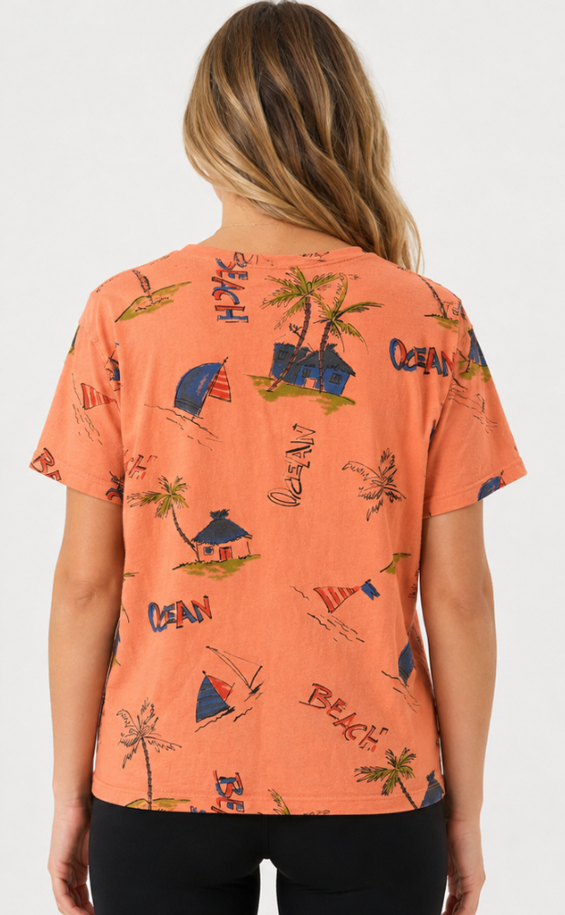 Prairie Cotton by CMC Printed Relax Short Sleeve Top - OC145/P - JERSEY OCEAN CARIBE