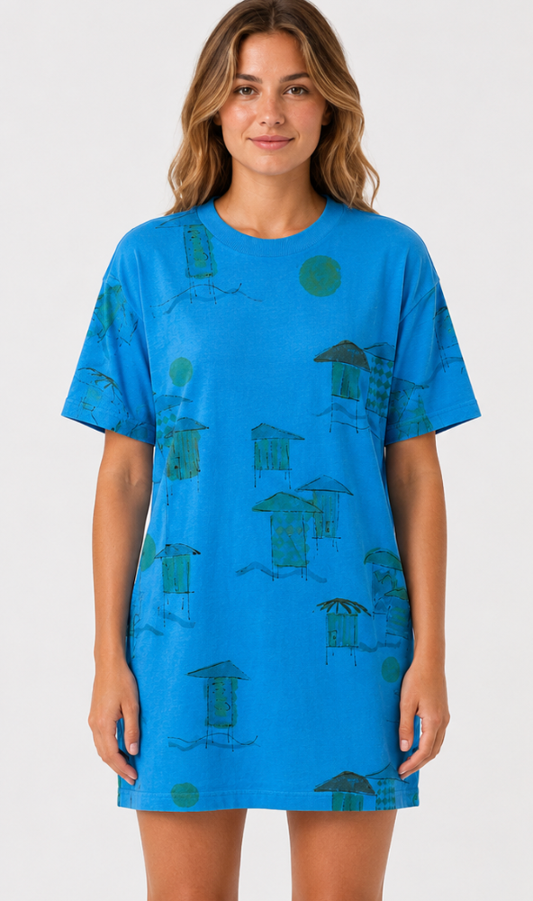 Prairie Cotton by CMC Printed Brook Short Sleeve Dress - BB157/P - JERSEY BORA BORA
