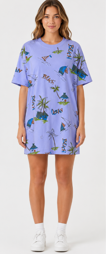 Prairie Cotton by CMC Printed Brook Short Sleeve Dress - OC157/P - JERSEY OCEAN CARIBE
