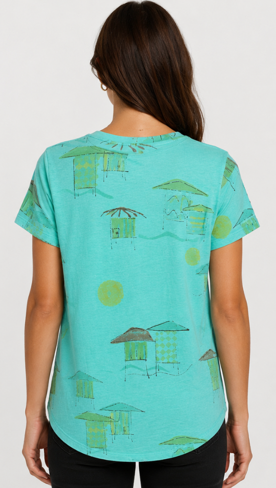 Prairie Cotton by CMC Printed Pocket Hi-Low Top - BB162/P - JERSEY BORA BORA