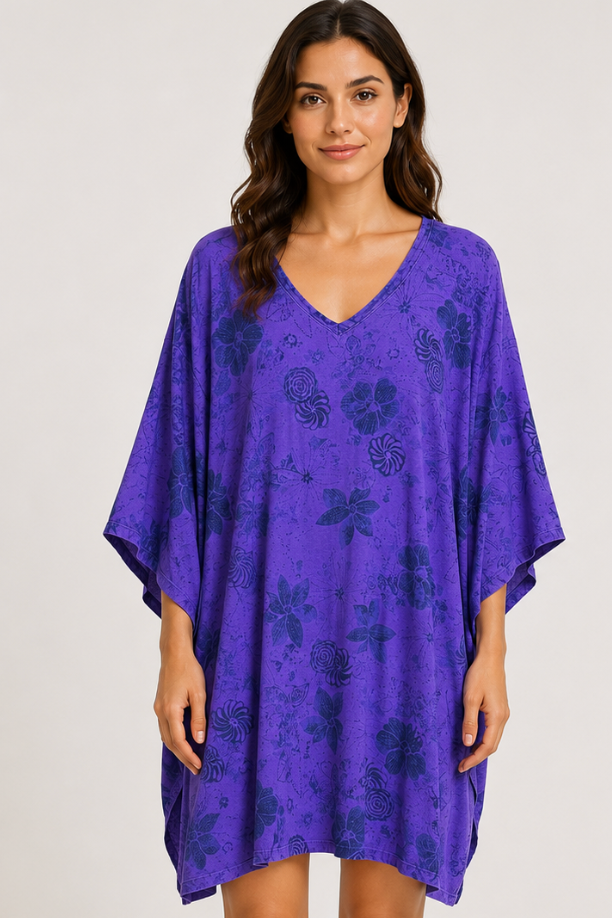 Prairie Cotton by CMC Printed Kaftan - IN720/P - JERSEY NEW INDIGO