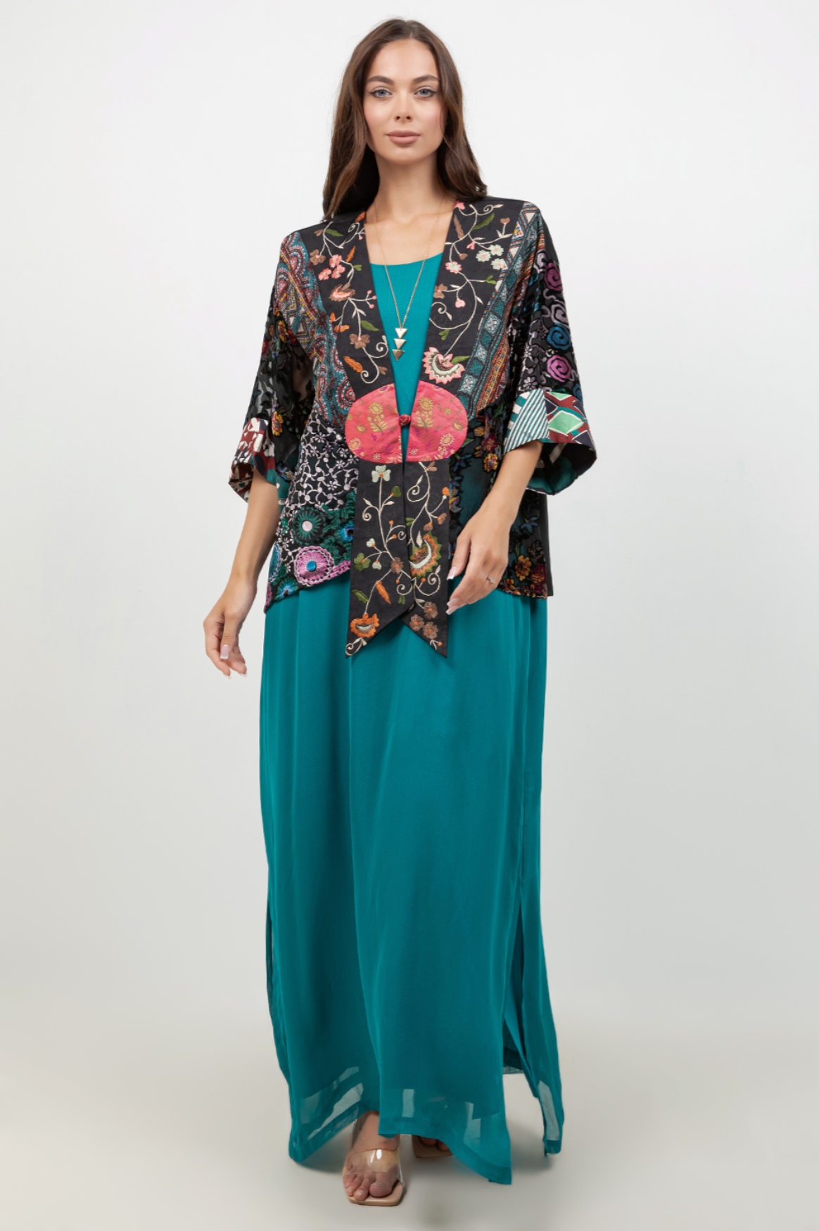 Sterling Style Frog Closure Jacket - 6245J GREEN MULTI