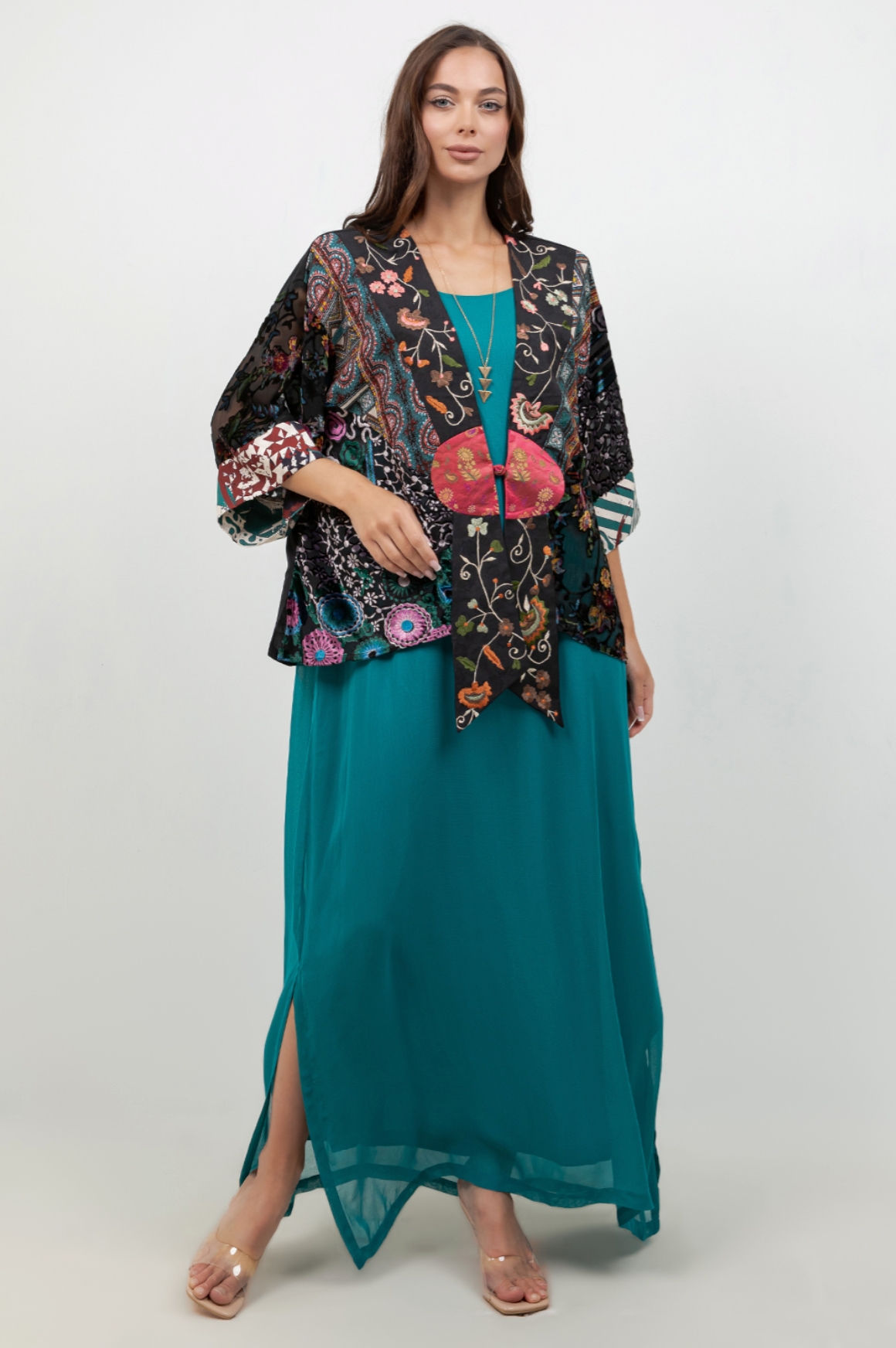 Sterling Style Frog Closure Jacket - 6245J GREEN MULTI