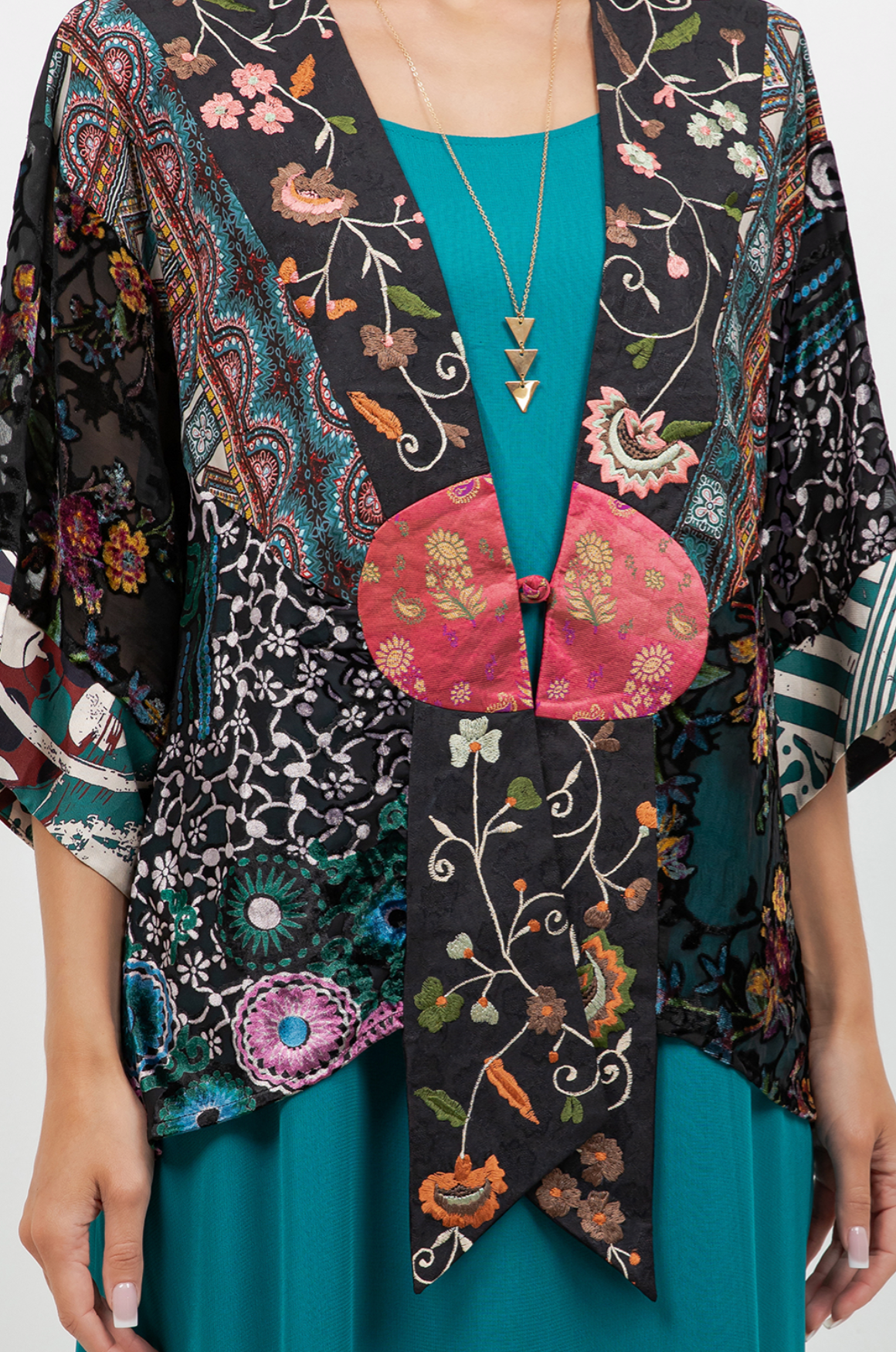 Sterling Style Frog Closure Jacket - 6245J GREEN MULTI
