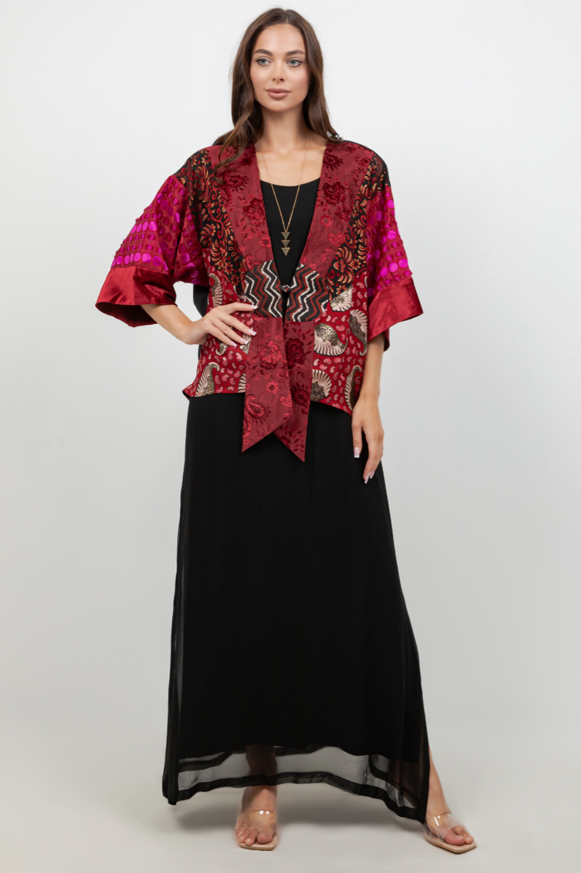 Sterling Style Frog Closure Jacket - 6300J BLACK/RUBY
