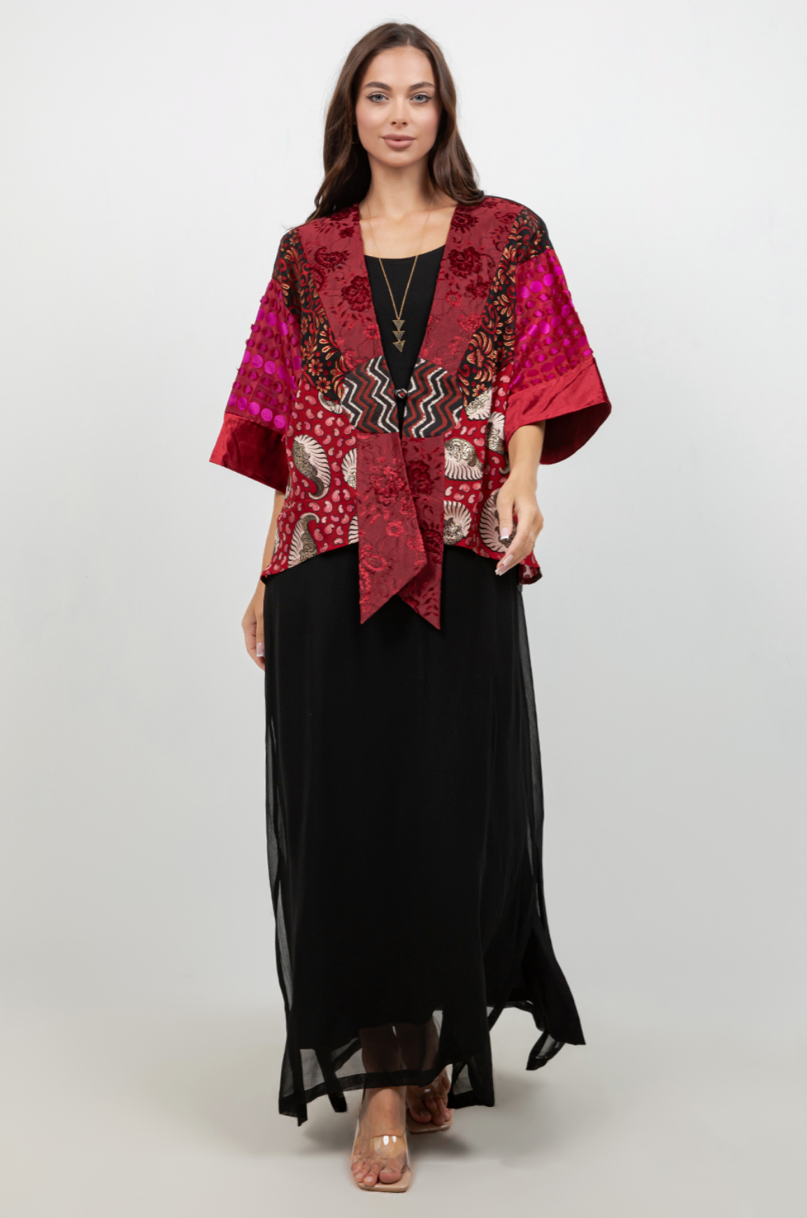 Sterling Style Frog Closure Jacket - 6300J BLACK/RUBY