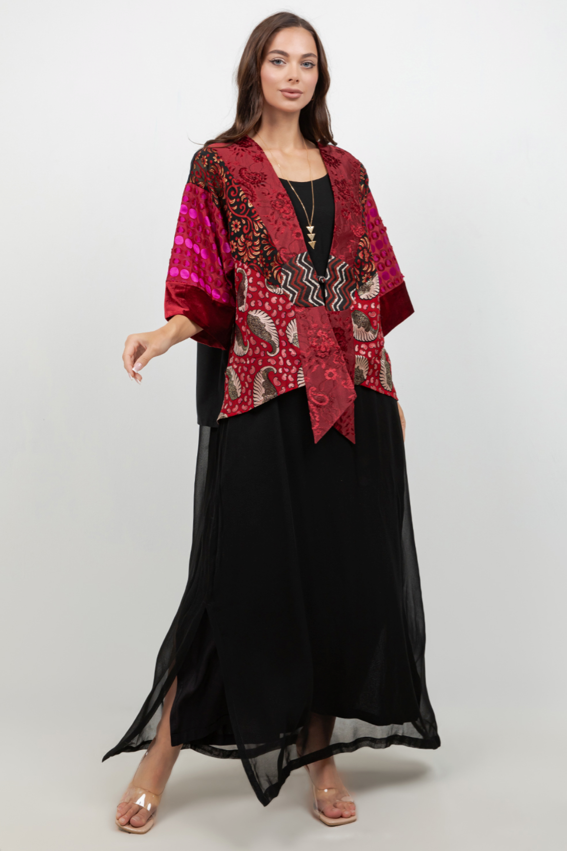 Sterling Style Frog Closure Jacket - 6300J BLACK/RUBY