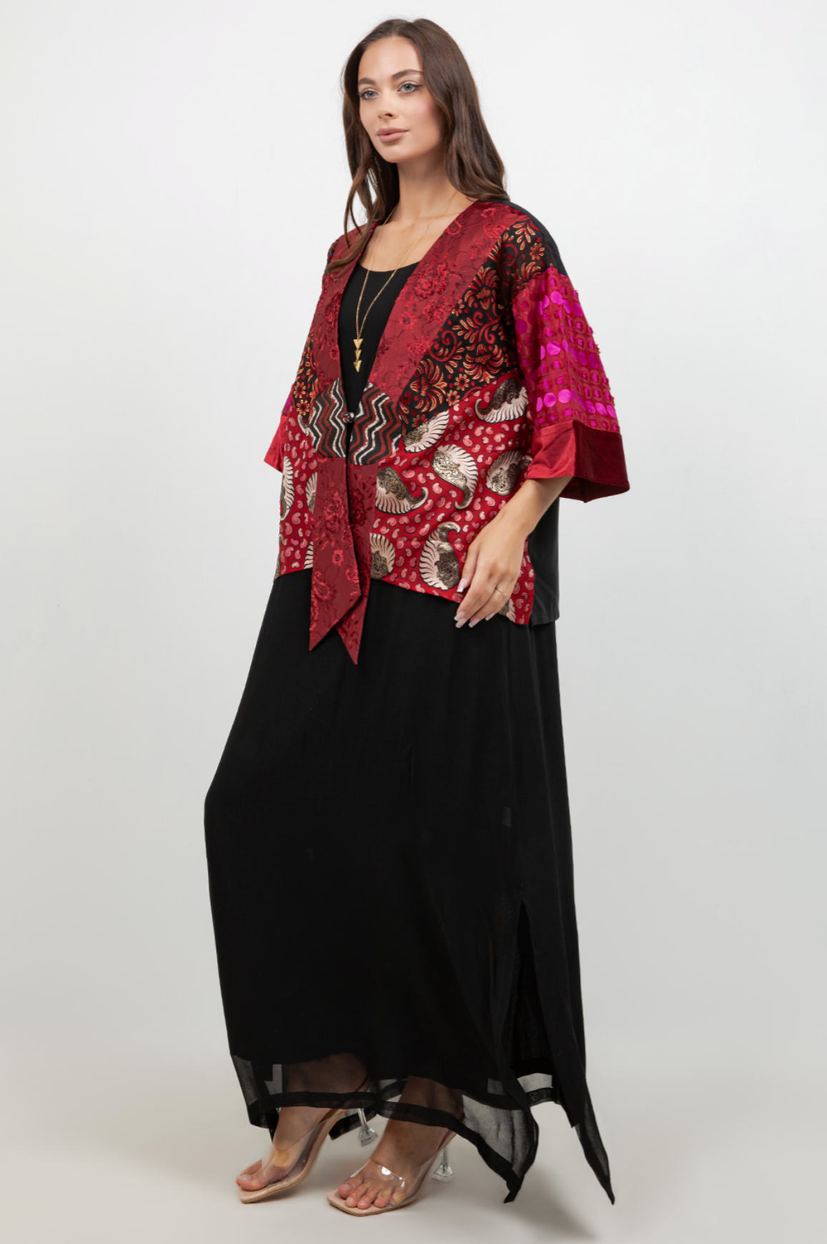 Sterling Style Frog Closure Jacket - 6300J BLACK/RUBY