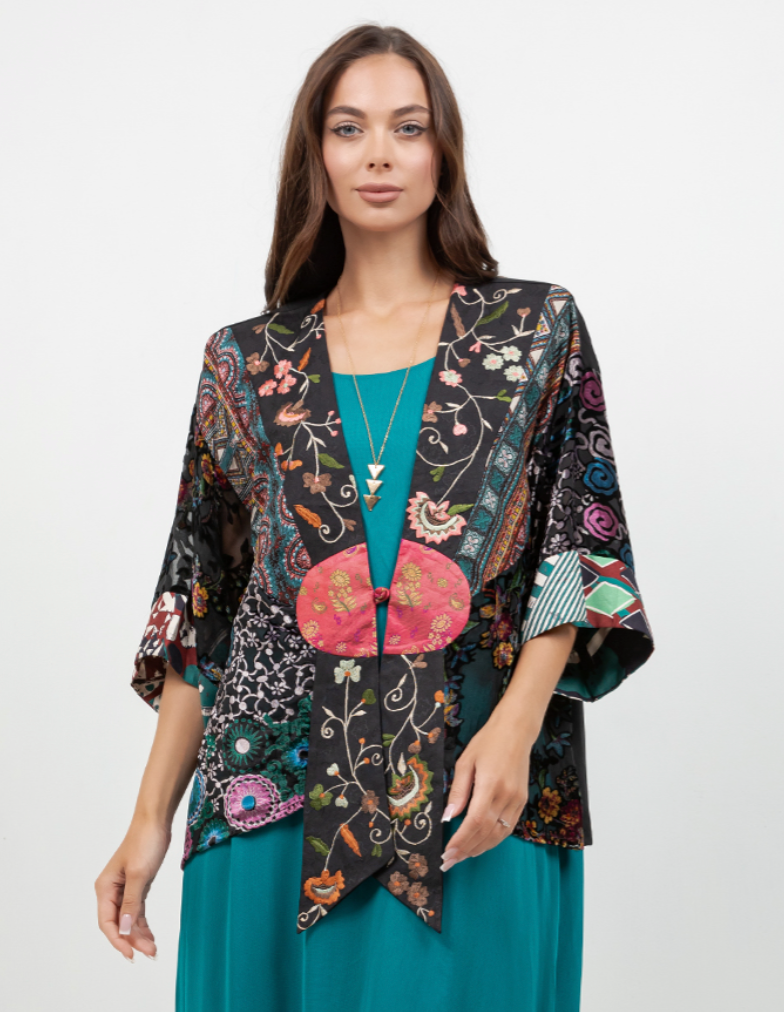 Sterling Style Frog Closure Jacket - 6245J GREEN MULTI
