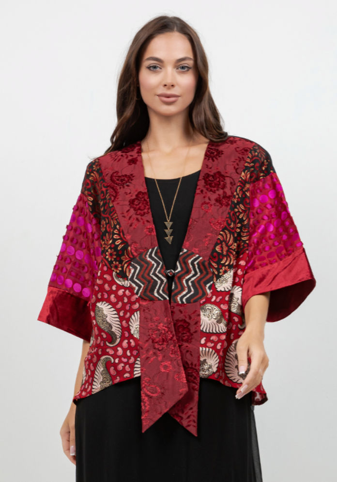 Sterling Style Frog Closure Jacket - 6300J BLACK/RUBY