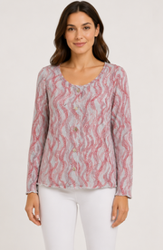 Prairie Cotton by CMC Printed Button Down Cardigan - RV576/P - JERSEY RED VINES