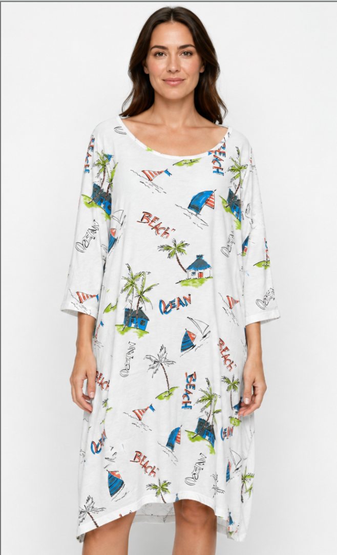 Prairie Cotton by CMC Printed Tulip Dress - OC956/P - JERSEY OCEAN CARIBE
