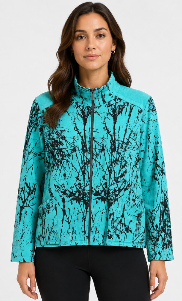 Prairie Cotton by CMC Printed Stretch Terry Zip-Up Jacket - BR682/P - STRETCH TERRY BRANCHES