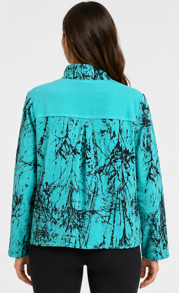 Prairie Cotton by CMC Printed Stretch Terry Zip-Up Jacket - BR682/P - STRETCH TERRY BRANCHES