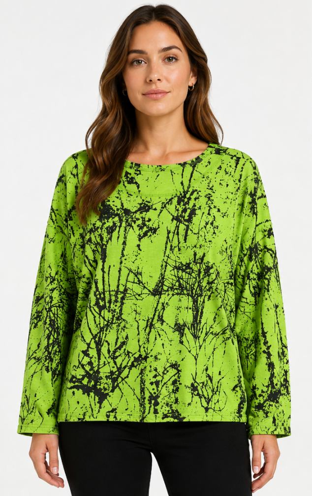 Prairie Cotton by CMC Stretch Terry Printed Crew Neck Long Sleeve Sweatshirt - BR746/P - STRETCH TERRY BRANCHES