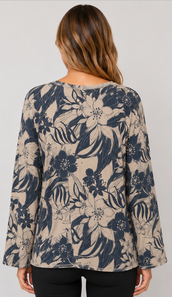Prairie Cotton by CMC Stretch Terry Printed Crew Neck Long Sleeve Sweatshirt - ML746/P - STRETCH TERRY MALLORCA