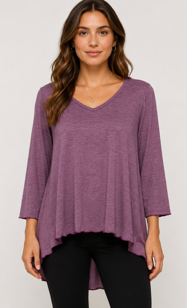 Prairie Cotton by CMC Prairie Lux Relax Godet-Back 3/4 Sleeves Tunic - LX269