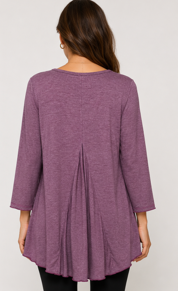 Prairie Cotton by CMC Prairie Lux Relax Godet-Back 3/4 Sleeves Tunic - LX269