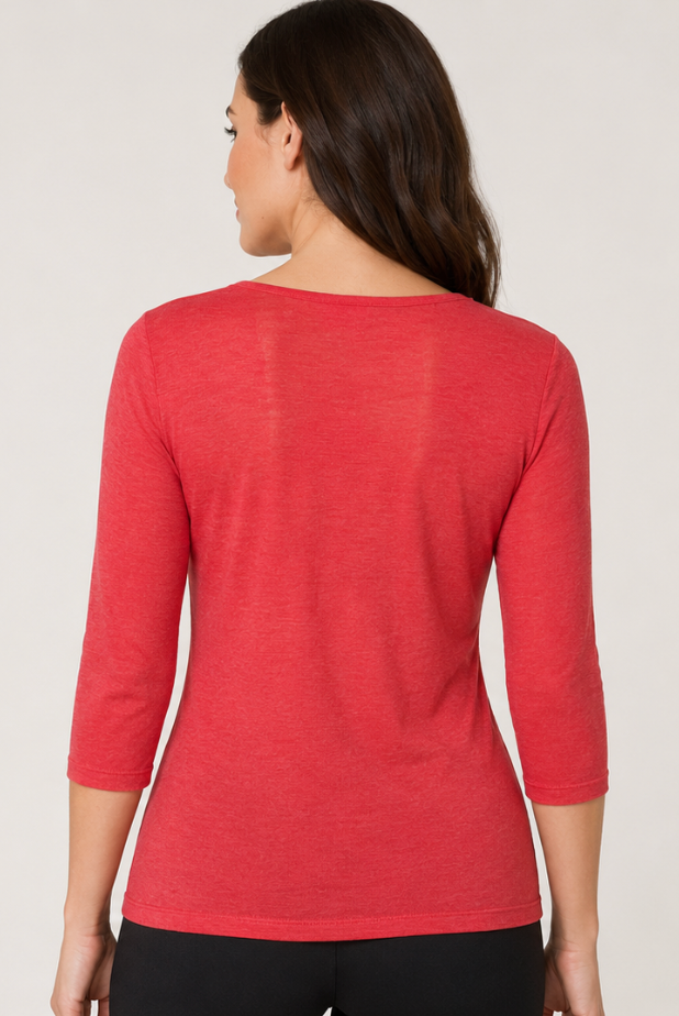 Prairie Cotton by CMC Prairie Lux Fitted 3/4 Sleeve V-Neck Top - LX286