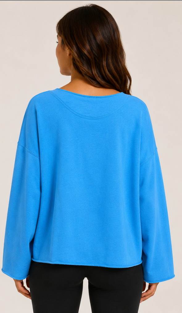 Prairie Cotton by CMC Stretch Terry Raw Edge Crew Neck Long Sleeve Sweatshirt - ST747