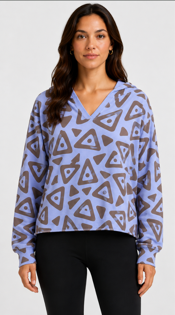 Prairie Cotton by CMC Heather Stretch Terry Printed Hoodie Pullover - TO144/P - STRETCH TERRY TOPAZ