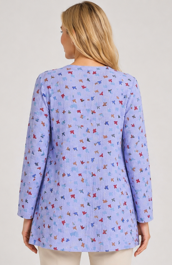 Prairie Cotton by CMC Crinkle Gauze Printed Open Jacket - BY246/P - BUTTERFLY