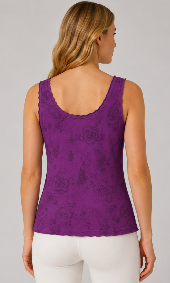 Prairie Cotton by CMC Soft Cotton Printed Fitted Tank Top - FF043/P - FRESH FLORAL