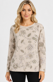 Prairie Cotton by CMC Soft Cotton Printed Kitty Crew Top - FF225/P - FRESH FLORAL