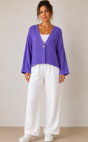 Color Me Cotton CMC Double Gauze Solid Short Jacket - DG5324