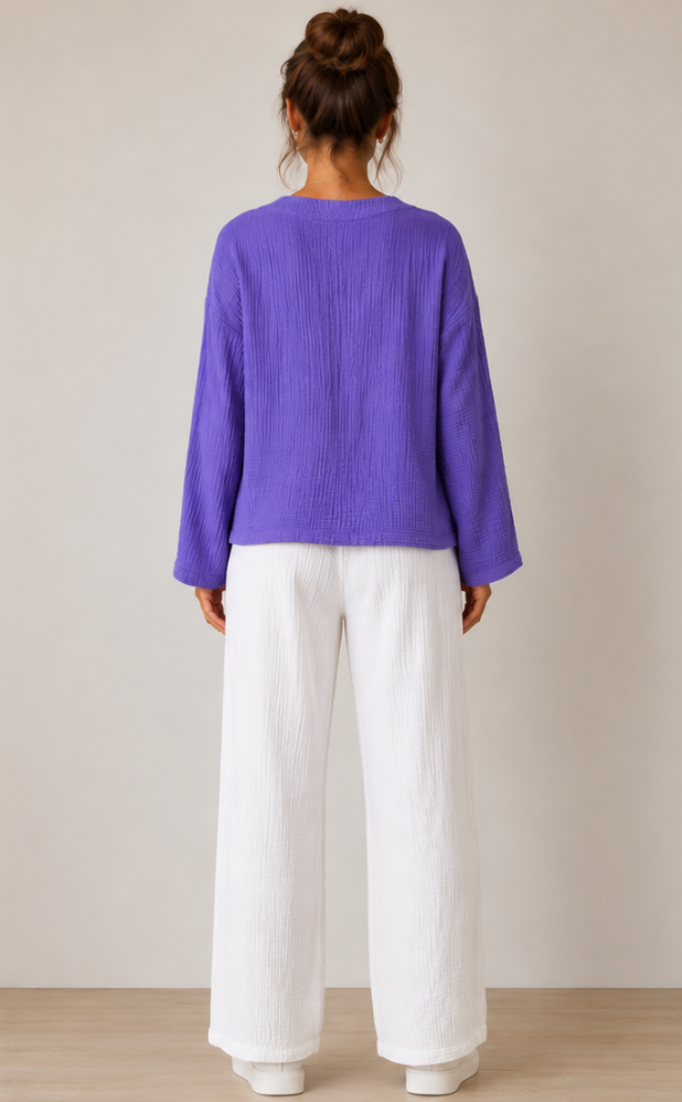 Color Me Cotton CMC Double Gauze Solid Short Jacket - DG5324