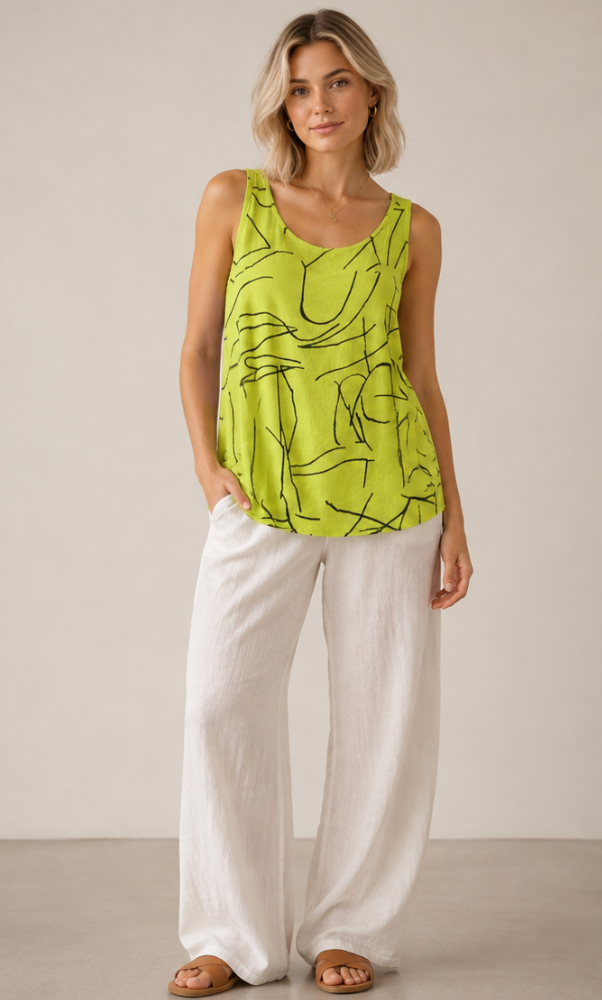 Color Me Cotton CMC Crushed Cuprotine Round Neck Printed Tank Top - CE1122 - EXPRESSIONS