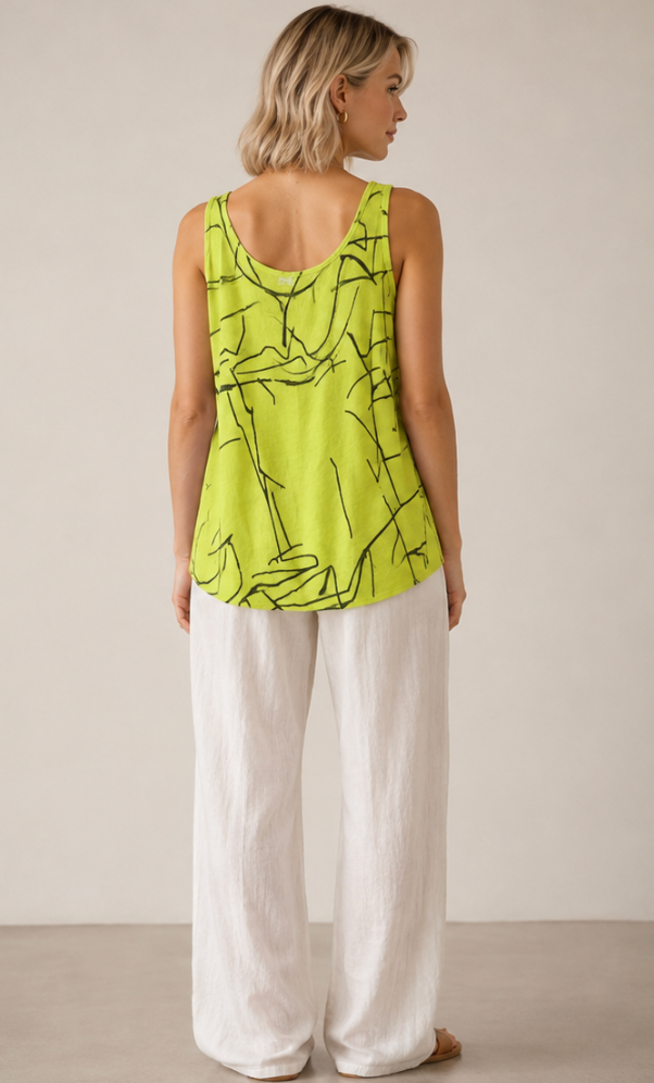 Color Me Cotton CMC Crushed Cuprotine Round Neck Printed Tank Top - CE1122 - EXPRESSIONS