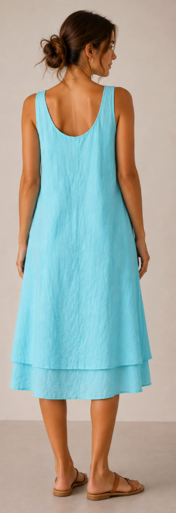 Color Me Cotton CMC Crushed Cuprotine Sleeveless Solid Tank Dress - C1192