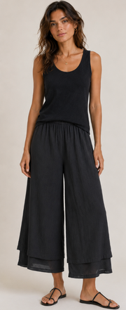 Color Me Cotton CMC Crushed Cuprotine Solid Parachute Crop Pant - C9936