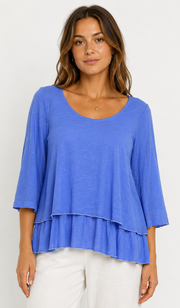 Color Me Cotton CMC Crushed Cuprotine Solid Ruffle Top - C9999