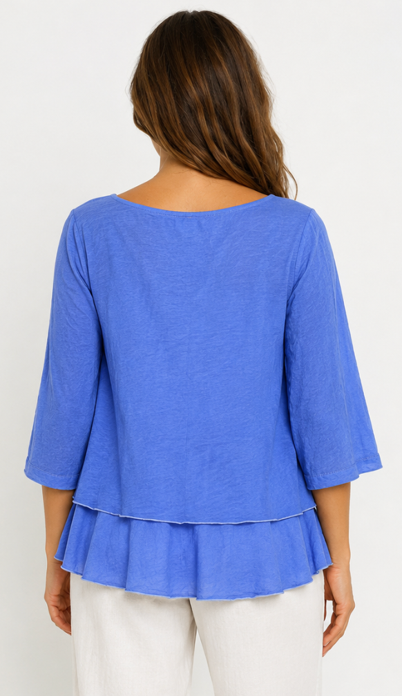 Color Me Cotton CMC Crushed Cuprotine Solid Ruffle Top - C9999