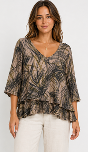 Color Me Cotton CMC Crushed Cuprotine Printed Ruffle Top - CS9999 - SUGARCANE
